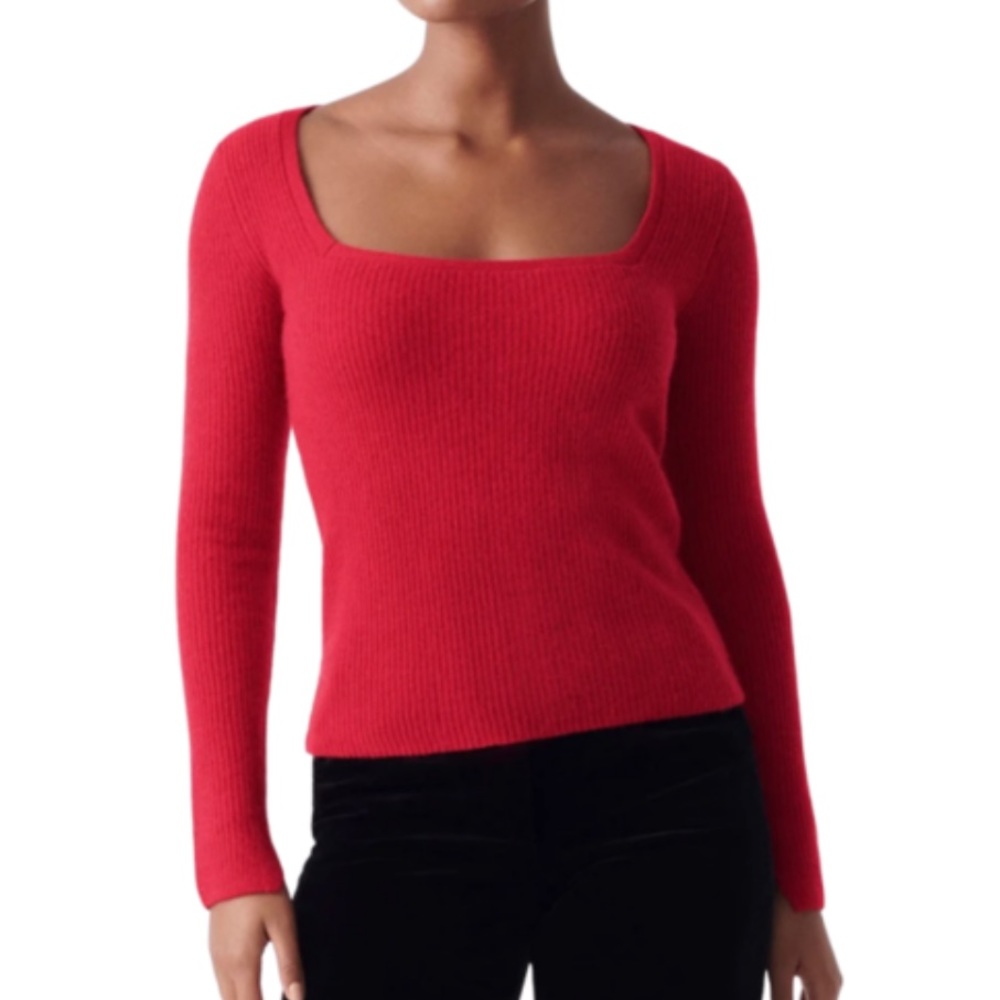 Red White+Warren 100% cashmere top with rubbed detailing, size small